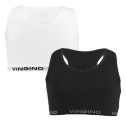 Vingino Meisjes 2-pack Bralettes Basic Zwart & Wit