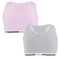 Vingino Meisjes 2-pack Bralettes Basic Roze & Grijs
