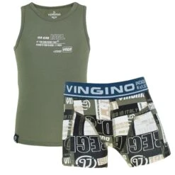 Vingino Jongens 2-pack Boxer & Hemd Set Bold Logo Groen
