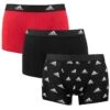 Adidas 3-pack Boxers Active Flex Logo Zwart & Rood
