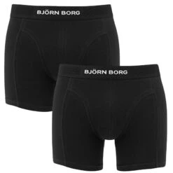 BJØRN BORG Björn Borg Premium Cotton Stretch 2-pack Boxers Plain Zwart