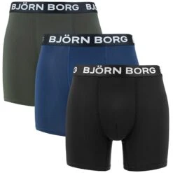 BJØRN BORG Björn Borg Performance 3-pack Boxers Basic Zwart & Blauw