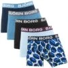 BJØRN BORG Björn Borg Jongens Premium Cotton Stretch 5-pack Boxers Leafs Blauw & Zwart