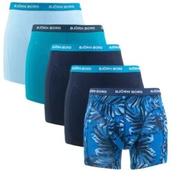 BJØRN BORG Björn Borg Cotton Stretch 5-pack Boxers Leaf Print Blauw