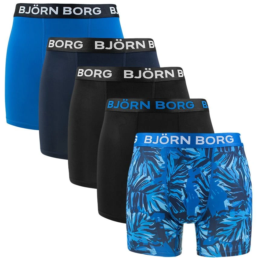BJØRN BORG Björn Borg Performance 5-pack Boxers Leafs Blauw & Zwart 1 BJØRN BORG Björn Borg Performance 5-pack Boxers Leafs Blauw & Zwart
