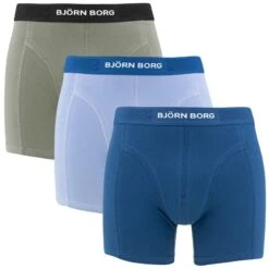 BJØRN BORG Björn Borg Premium Cotton Stretch 3-pack Boxers Basic Blauw & Grijs