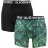 BJØRN BORG Björn Borg Performance 2-pack Microfiber Boxers Leafs Zwart & Groen