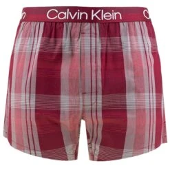 Calvin Klein Modern Structure Wijde Boxershort Geblokt Rood