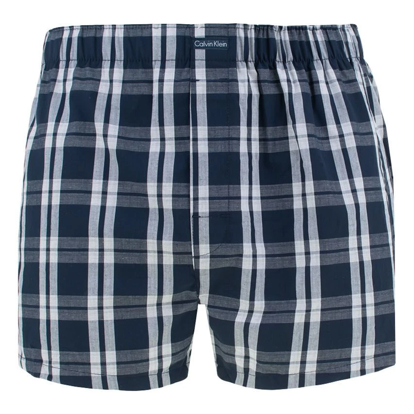 Calvin Klein 3-pack Wijde Boxershorts Stripe / Check Blauw 2 Calvin Klein 3-pack Wijde Boxershorts Stripe / Check Blauw - Afbeelding 2