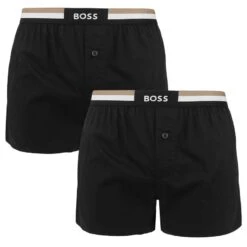 Hugo Boss BOSS 2-pack Wijde Boxershorts Signature Stripe Zwart