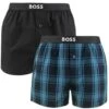 Hugo Boss BOSS 2-pack Wijde Boxershorts Block Blauw & Zwart