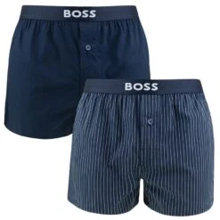 Hugo Boss BOSS 2-pack Wijde Boxershorts Print Stripe Blauw