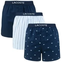 Lacoste Authentics 3-pack Wijde Boxershorts Stripe & Icon Blauw