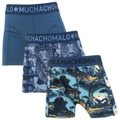 Muchachomalo Jongens 3-pack Boxers Man Lion Blauw