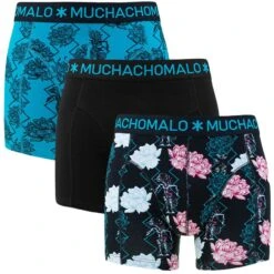 Muchachomalo 3-pack Boxers Flowers Zwart & Blauw