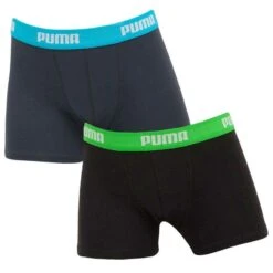 PUMA Jongens 2-pack Boxers Blauw & Zwart