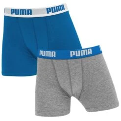 PUMA Jongens 2-pack Boxers Blauw & Grijs