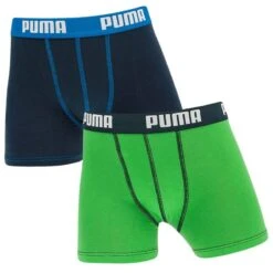 PUMA Jongens 2-pack Boxers Groen & Blauw II