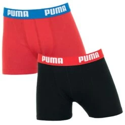 PUMA Jongens 2-pack Boxers Zwart & Rood II