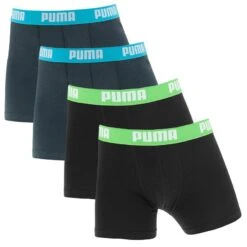 PUMA Jongens 4-pack Boxers Blauw & Zwart
