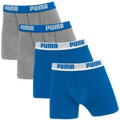 PUMA Jongens 4-pack Boxers Blauw & Grijs