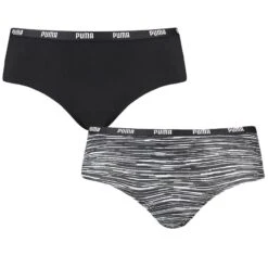 PUMA Dames 2-pack Hipsters Printed Stripe Zwart & Wit