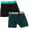 PUMA Jongens 2-pack Boxers Formstrip Print Groen & Zwart