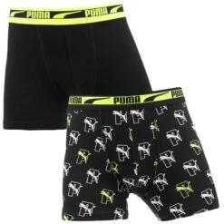 PUMA Jongens Everyday 2-pack Boxers Logo & Initial Zwart