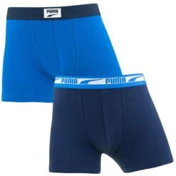 PUMA Jongens 2-pack Boxers Logo Patch Blauw