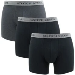 Scotch & Soda 3-pack Boxers Basic Herringbone Zwart & Grijs