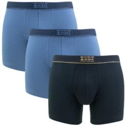 Scotch & Soda 3-pack Boxers Basic Stacked Logo Blauw